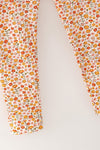 Lt. Coral tunic with pumpkin applique and floral leggings. OFG61931 SOL