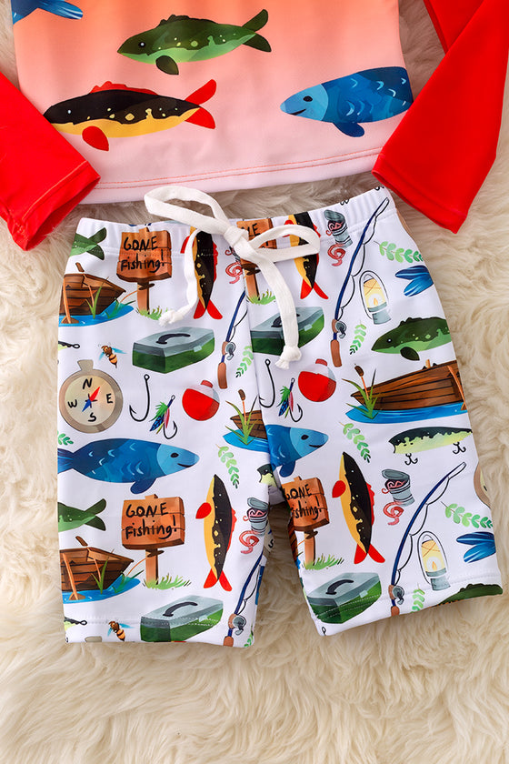 Gone fishing" Boys 2 piece swim set. SWB40012 SOL🏖️