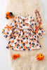 Halloween floral printed dress with bell sleeves. DRG53650 AMY