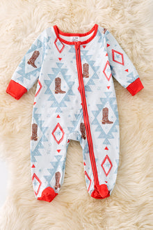  Aztec & cowboy boot printed baby onesie. RPB50758 jean