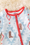 Aztec & cowboy boot printed baby onesie. RPB50758 jean