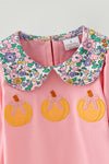 Pink long sleeve top with a bow on sleeves and floral pants. OFG62818 MON