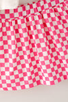 White long sleeve sweatshirt and checkered applique w/ checkered skort. OFG61877 AMY