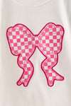 White long sleeve sweatshirt and checkered applique w/ checkered skort. OFG61877 AMY