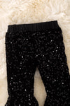 Black sequins bell bottoms with fur trim. PNG50266 SOL
