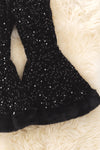 Black sequins bell bottoms with fur trim. PNG50266 SOL