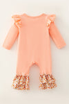 Pumpkin applique with floral print baby romper with snaps. RPG63137 MON