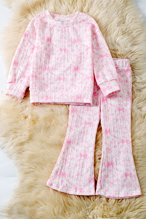 Coquette bow printed two piece set. OFG60410 AMY