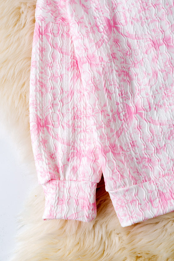 Coquette bow printed two piece set. OFG60410 AMY