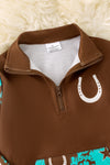 (Western) Brown shoe horse printed boys pullover. TPB50546 SOL