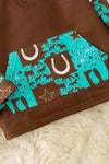 (Western) Brown shoe horse printed boys pullover. TPB50546 SOL