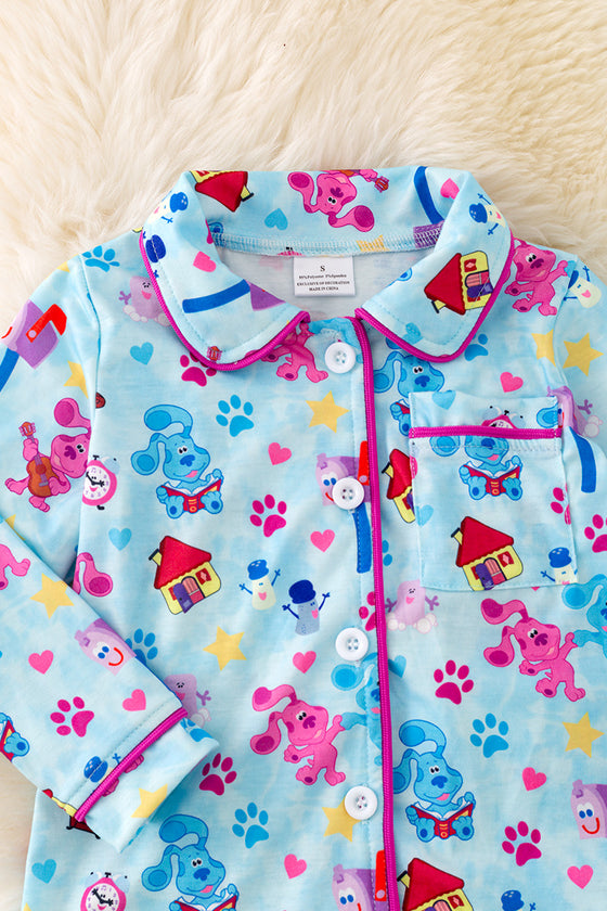 PJG40154 JEANN: Pup printed pajamas set.