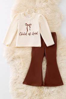  Child of God puffy sleeve and brown pants. OFG50978 JEAN