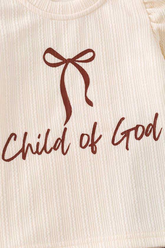 Child of God puffy sleeve and brown pants. OFG50978 JEAN