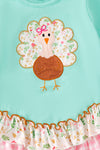 Mink Thanksgiving ruffle layered tunic and floral leggings. OFG51481 AMY
