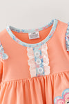 Coral & blue floral w/ turkey applique baby bodysuit. RPG63138 AMY