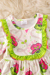 Gr*nch printed girls dress with sleeve bells. DRG52182 Jean