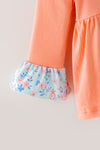 Coral & blue floral w/ turkey applique baby bodysuit. RPG63138 AMY