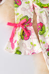 Gr*nch printed girls dress with sleeve bells. DRG52182 Jean