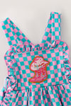 Pink & Blue checkered baby romper with pockets. RPG63767 SOL