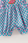 Pink & Blue checkered baby romper with pockets. RPG63767 SOL