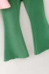 Pink bow & Christmas tree embroidered on tunic and green pants. OFG63020 SOL