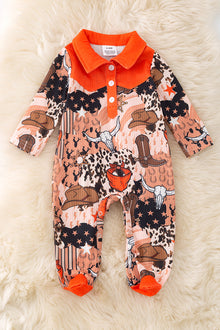  Boys western printed baby romper. RPB50619 Sol