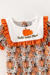 Pumpkin printed girls baby romper with snaps. RPG65246 AMY