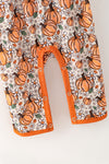 Pumpkin printed girls baby romper with snaps. RPG65246 AMY