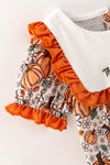 Pumpkin printed girls baby romper with snaps. RPG65246 AMY