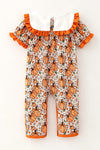 Pumpkin printed girls baby romper with snaps. RPG65246 AMY