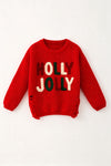 Red Holly Jolly knit sweater w/ distressed sides. TPG60758 MON