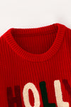 Red Holly Jolly knit sweater w/ distressed sides. TPG60758 MON
