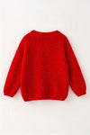 Red Holly Jolly knit sweater w/ distressed sides. TPG60758 MON