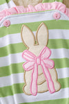 Easter bunny applique & Green / white stripe printed baby bodysuit. RPG60156 JEAN