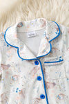 Easter bunny printed pajamas set with royal blue trim. PJG60022 AMY
