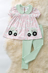 Tractor applique tunic & dusty green leggings. OFG60270 SOL