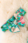 🎍Bamboo green gingham western baby onesie with matching headband. RPG52352 JEAN