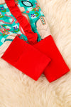 🎍Bamboo green gingham western baby onesie with matching headband. RPG52352 JEAN