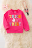 Trick or treat applique pink sweatshirt. TPG50555 AMY