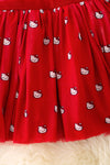 DRG41904 NAY: Red Kitty long sleeve printed dress.