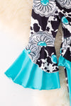 Concho & cow printed bell sleeve top. (Western)  DRG54118 SOL