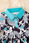 Concho & cow printed bell sleeve top. (Western)  DRG54118 SOL
