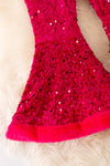 Fuchsia sequins printed bell bottoms. PNG50268 AMY