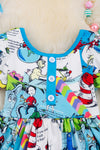 Cat in the hat turquoise dress with ruffle. DRG40198 AMY