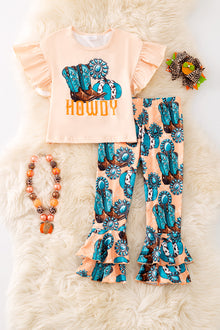  "Howdy" Ivory long sleeve top and western double layer bottoms. OFG51890 SOL
