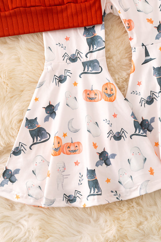 Spooky applique bubble sleeve top and bell bottoms. OFG51150 AMY