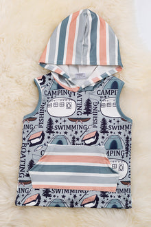  Swimming, camping-Multi printed boys shirt with hoodie. TPB420011 loi