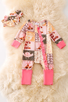  🎍Bamboo western baby onesie with matching headband. RPG52354 SOL