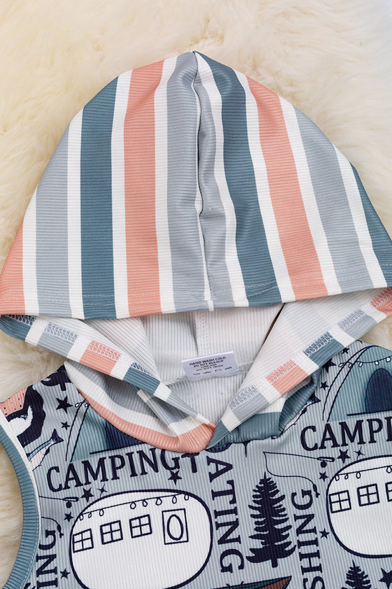 Swimming, camping-Multi printed boys shirt with hoodie. TPB420011 loi